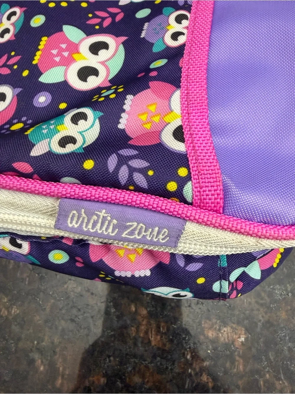 Cute Owl Print Lunch Bag - Purple & Pink